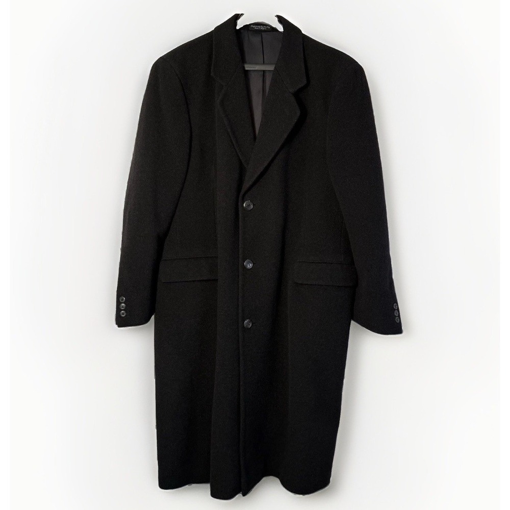 Silver Cloud Long Wool Cashmere Blend Coat Overcoat Mens Size 46 R Dark Gray